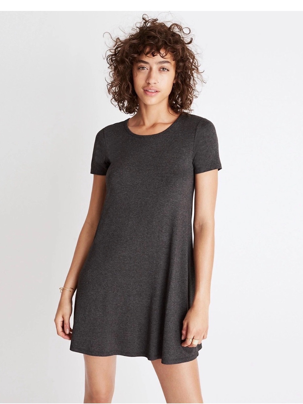 MADEWELL Swingy Tee Dress in Heather Charcoal
Size X-Small